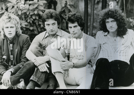 QUEEN-Werbeartikel-Foto von UK-Rock-Gruppe im Jahr 1978 vom linken Roger Taylor, Brian May, John Deacon, Freddie Mercury Stockfoto