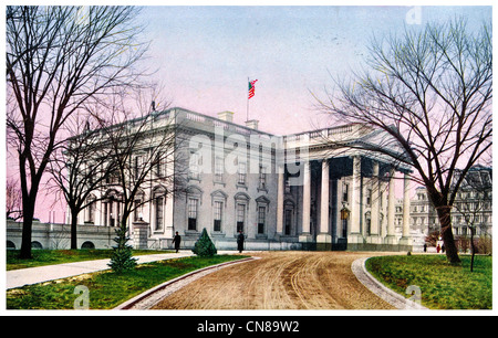 Erste veröffentlichte 1915-The White House North Front 1600 Pennsylvania Avenue NW Washington, DC 20500-U.S.A. Stockfoto