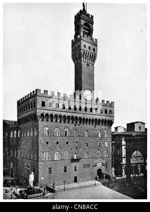 Erste veröffentlichte 1915 Vecchio Palace Florenz Stockfoto