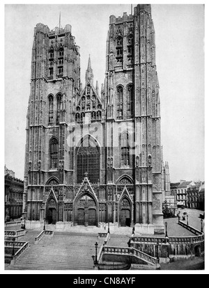 Erste veröffentlichte 1914 Brüssel Michael St. Gudula Kathedrale gotischen Stockfoto