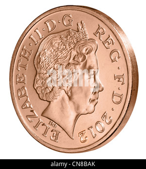 1 p-Penny-Seite auf Kupfer eine Münze Pence 2012 Stockfoto