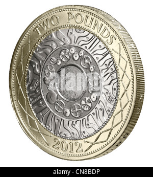 £2 £ 2 Münze auf Schwänzen Hinterseite 2012 Stockfoto