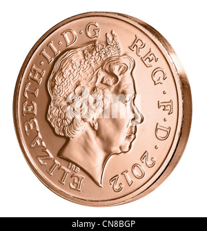 2P zwei Pence Münze Seite auf Köpfen Avers 2012 Stockfoto