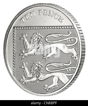 10p zehn Pence Münze auf umgekehrter Schwänzen Stockfoto