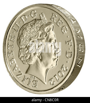 £1 ein Pfund Seite am Rand 2012 Münze Vorderseite Stockfoto