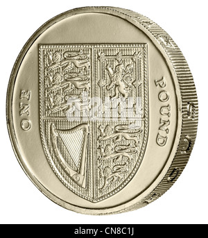 £1 ein Pfund Münze Winkel Schwänzen auf der Rückseite Schwänzen Stockfoto