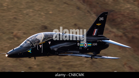 Eine raf HAWK T1 LOW FLYING IN NORTH WALES wissen als die Mach Schleife, sie fliegen so niedrig wie 100ft Stockfoto