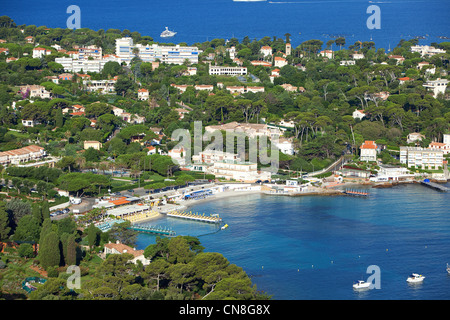 Frankreich, Alpes Maritimes, Antibes, Cap d ' Antibes, Garoupe Strand (Luftbild) Stockfoto