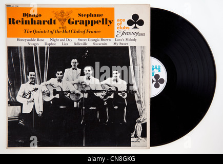 Abdeckung der Vinyl-Kompilation "Django Reinhardt und Stephane Grappelly Hot Club de France", veröffentlicht auf Ace of Clubs Records Stockfoto