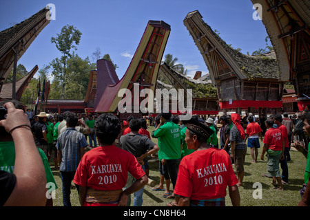 In Tana Toraja ist der Körper in einem großen und schweren Sarg, Rantepao, Sulawesi, Indonesien, Pazifik, Süd-Asien durchgeführt. Stockfoto