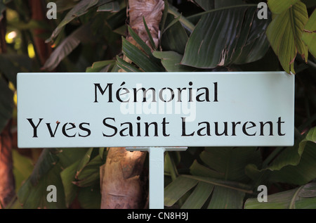 Yves Saint Laurent-Denkmal im Garten Majorelle in Marrakesch, Marokko, Nordafrika Stockfoto