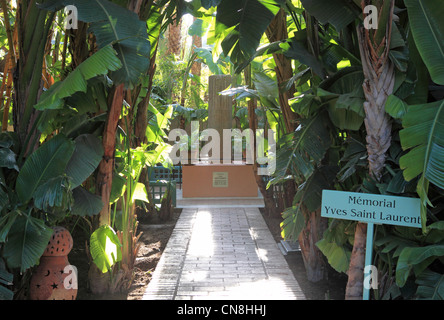 Yves Saint Laurent-Denkmal im Garten Majorelle in Marrakesch, Marokko, Nordafrika Stockfoto