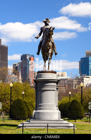 George Washington Reiterstandbild im Public Garden in Boston, Massachusetts. Stockfoto