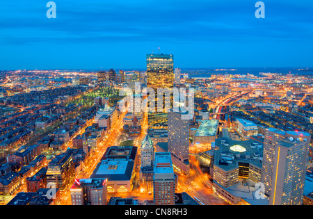 Luftaufnahme der Innenstadt von Boston, Massachusettes, USA. Stockfoto