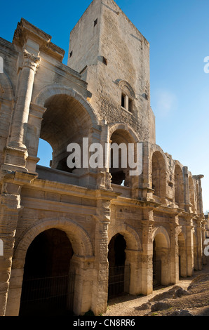 Frankreich, Bouches du Rhone, Arles, Aromaten (Arenen), Weltkulturerbe der UNESCO, römische Amphitheater, die Datierung von 80-90 n. Chr. Stockfoto