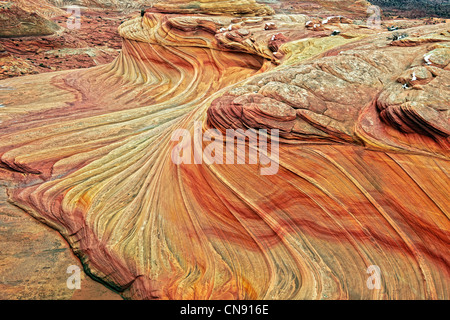 Trüben winterlichen Bedingungen verbessern die Farben der zweiten Welle in Arizona North Coyote Buttes und Vermillion Cliffs. Stockfoto