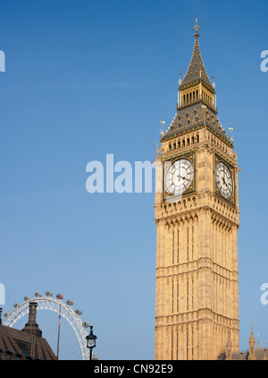 Big Ben Clock Tower und dem London Eye Stockfoto