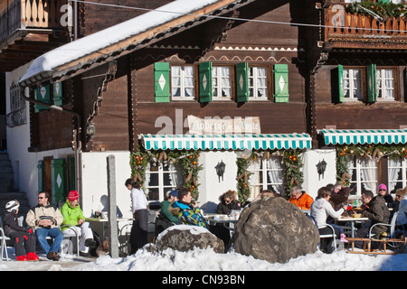 Schweiz, Kanton Waadt, Ormont-Dessus, Les Diablerets, Restaurant Auberge De La Poste Stockfoto