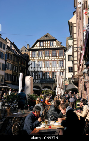 Frankreich, Bas-Rhin, Straßburg, Altstadt als Weltkulturerbe der UNESCO, Place du Marche Aux Cochons de Lait aufgeführt Stockfoto