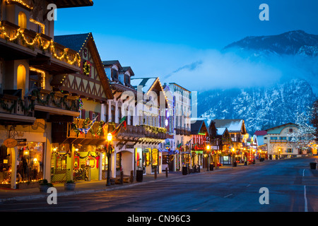 Weihnachtsbeleuchtung in der westlichen Washington Leavenworth Stockfoto