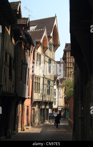 Fachwerkhäusern in der historischen Altstadt Troyes, Region Troyes Frankreich Champagne Ardenne Stockfoto