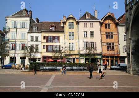 Fachwerkhäusern in der historischen Altstadt Troyes, Region Troyes Frankreich Champagne Ardenne Stockfoto