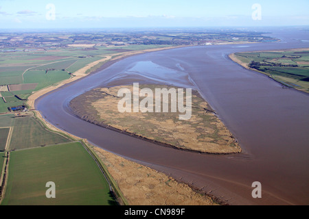 Luftaufnahme von Whitton Island im Fluss Humber Estuary Stockfoto