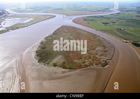 Luftaufnahme von Whitton Island im Fluss Humber Estuary Stockfoto