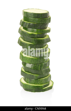 Zucchini in Scheiben geschnitten Haufen Stockfoto