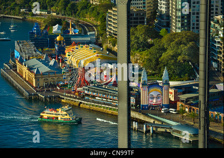 Australien, New South Wales, Sydney, Kirribili Bereich, Milsons Point, North Sydney Luna Park von der Harbour Bridge Stockfoto