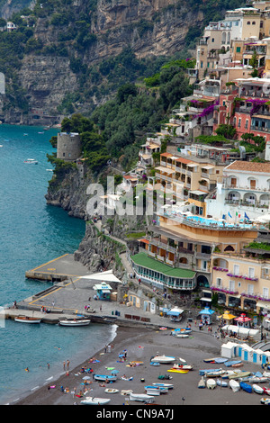 Das Dorf Positano, Amalfiküste, UNESCO-Weltkulturerbe, Kampanien, Italien, Mittelmeer, Europa Stockfoto