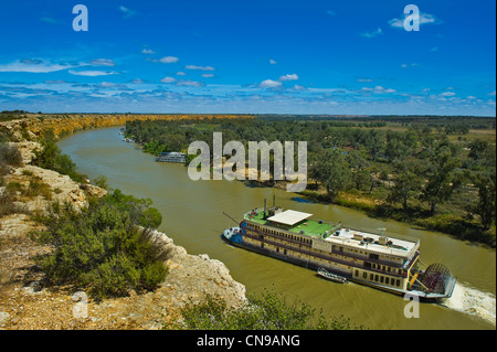 Australien, South Australia, Murray River, Murray Princess Tretboot in der Nähe von Big Bend Cliff Stockfoto