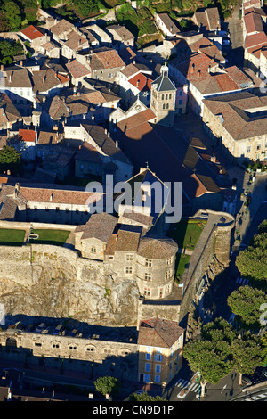 Frankreich, Ardeche, Tournon Sur Rhone, die Burg (Luftbild) Stockfoto