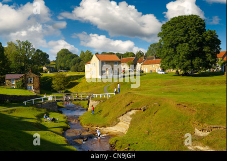 Traditionelle Steinhäuser Hutton-Le-Hole, North Yorks Moors Nationalpark, Yorkshire, England Stockfoto