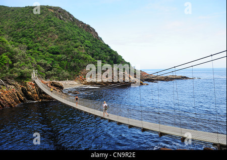 Hängebrücke in Storms River Mündung, Tsitsikamma National Park, Eastern Cape, Südafrika Stockfoto