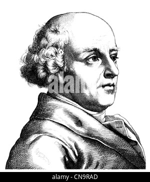 Christian Friedrich Samuel Hahnemann, 1755-1843, deutscher Arzt, medizinische Schrift, Übersetzerin und Begründer der Homöopathie Stockfoto