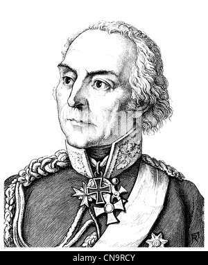 Historische Zeichnung, 19. Jahrhundert, Johann David Ludwig Graf Yorck von Wartenberg, 1759-1830, preußischer Feldmarschall Stockfoto