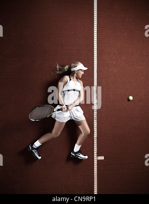 Verlegung auf Gericht Tennisspieler Stockfoto