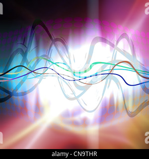 Eine audio-Wellenform über einen abstrakten Hintergrund. Stockfoto