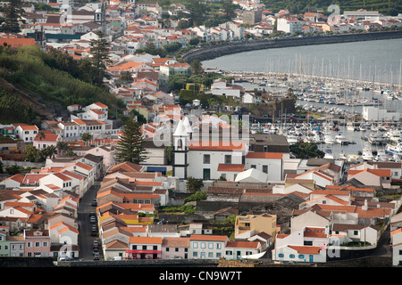 Portugal, Azoren, Insel Faial, Horta, panoramische Aussicht auf die Innenstadt Stockfoto