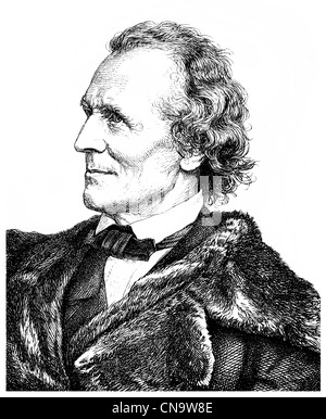 Historische Zeichnung, Julius Schnorr von Carolsfeld, 1794-1872, Maler und Direktor der Gemäldegalerie Dresden Stockfoto
