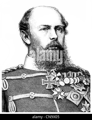 Historische Zeichnung, 19. Jh., Friedrich Karl Nicholas von Preußen, 1828-1885, ein preußischer Prinz und commander Stockfoto