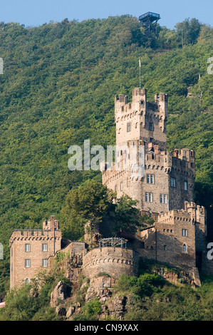 Deutschland, Rheinland-Pfalz, Burg Sooneck, Niederheimbach, die romantische, die Rhein von der UNESCO als Weltkulturerbe Stockfoto