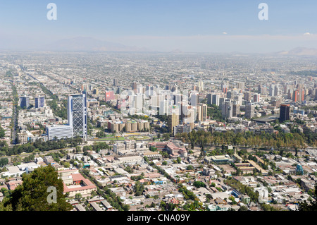 Chile, Santiago de Chile, Cerro San Cristobal, einen Blick auf Santiago vom Cerro San Cristobal Stockfoto