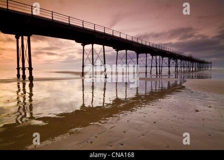 Abendlicht Saltburn viktorianischen Pier und Strand Ebbe Saltburn Teeside England UK GB EU Europa Stockfoto