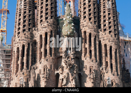 Spanien, Katalonien, Barcelona, Eixample Viertel, Sagrada Familia vom Architekten Antoni Gaudi, als Weltkulturerbe der UNESCO gelistet Stockfoto