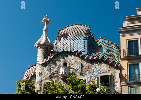 Spanien, Katalonien, Barcelona, Eixample Viertel, das Casa Battlo (Battlo House) Architekt von Antoni Gaudi bei 43 Passeig de Stockfoto