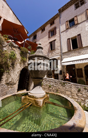 Frankreich, Alpes Maritimes, Saint Paul de Vence, die Grande Fontaine (Brunnen) Stockfoto