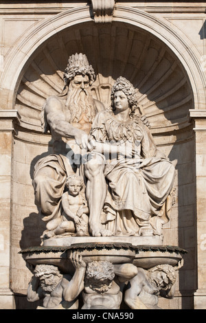 Österreich, Wien, Altstadt Weltkulturerbe der UNESCO, Albertinaplatz, die Wand des Untergeschosses der Albertina Stockfoto