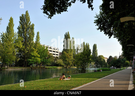 Frankreich, Haut Rhin, Mulhouse, Promenade des Nouveau Bassin (neue Pool), Allee William Wyler Stockfoto